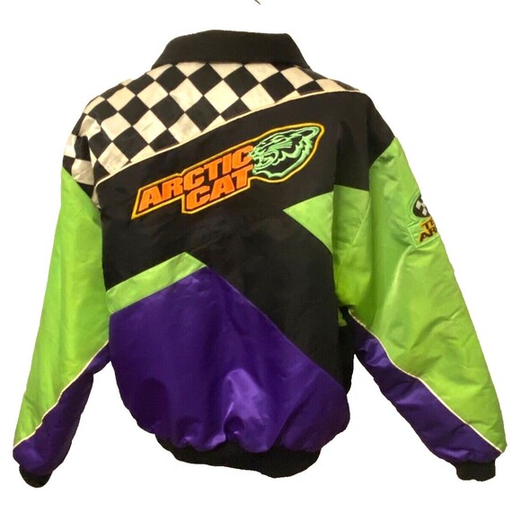 VTG 90s Arctic Cat Wear Jacket Snowmobile Racing Coat Mens XL USA Made Neons - Picture 2 of 16